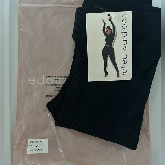 NWT Naked Wardrobe Black Ribbed Sculpt Leggings - Picture 5 of 7
